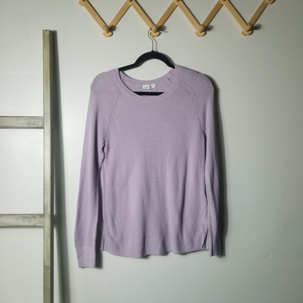 GAP WOMENS PURPLE WAFFLE KNIT SWEATER SIZE SMALL
